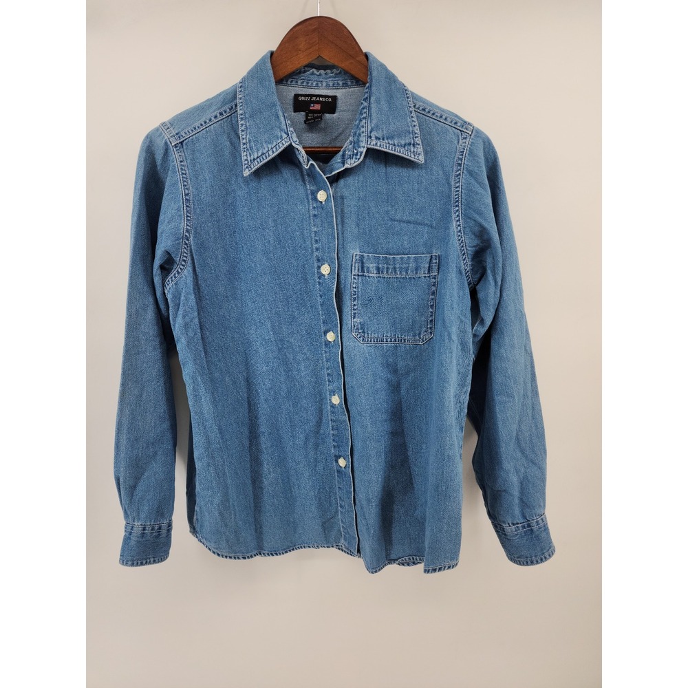 Quizz Jeans Co‎ Blue Denim Button Down Long Sleeve Shirt S Cotton